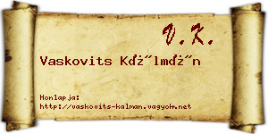 Vaskovits Kálmán névjegykártya